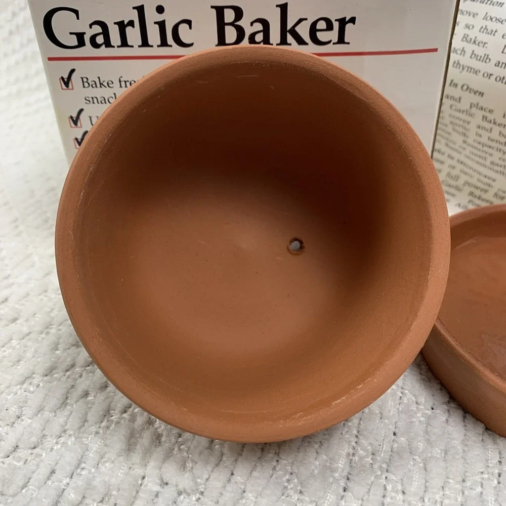 Terra Cotta Garlic Baker Roasted Corning‎ Revere Oven Microwave  w/Recipe New